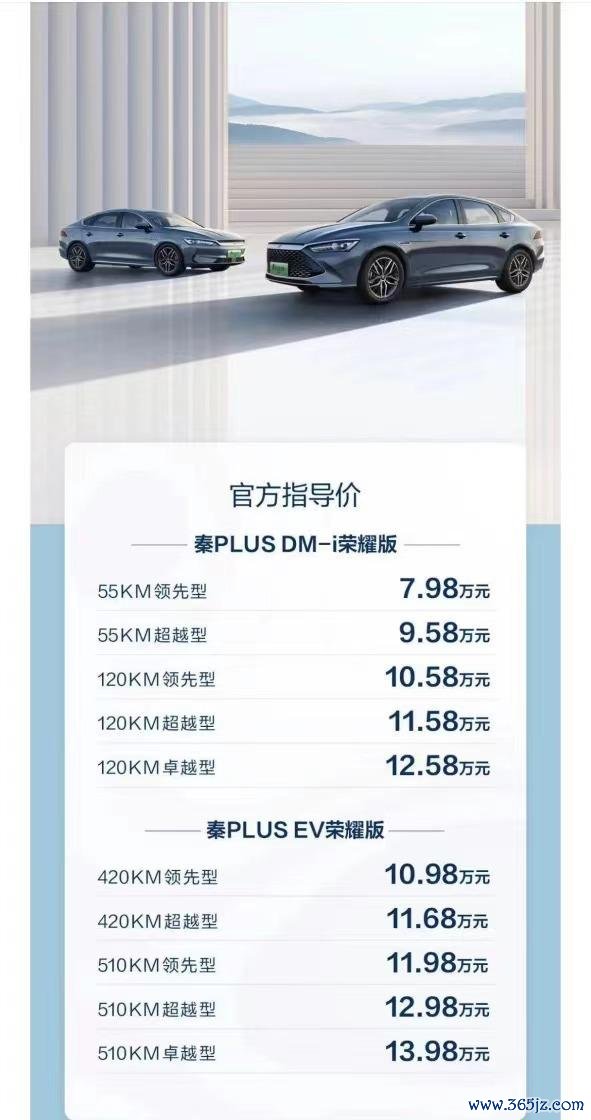  秦PLUS荣耀版价目表 图片起首：比亚迪汽车公众号截图